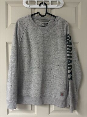 Carhartt Heather Gray Crewneck Sweatshirt with Sleeve Logo